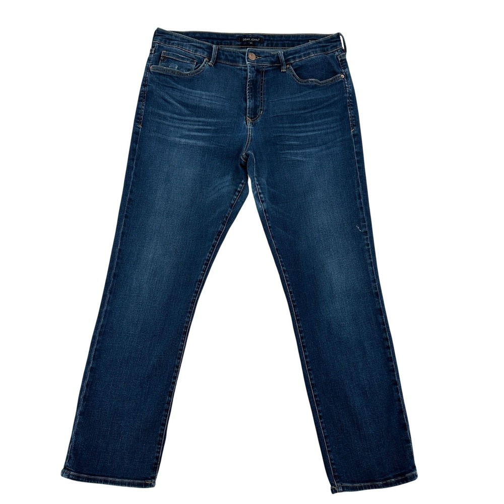Dear John Blaire Cuffed High Rise Straight Jeans Denver Wash Whiskered Size 31
